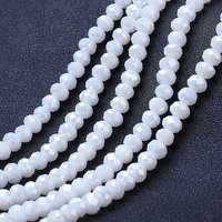Electroplate Glass Beads Strands, Opaque Solid Color, White — Jewelry Beads