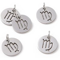 Charm en acier inoxydable 304, rond plat, constellation Vierge — Breloques et pendentifs