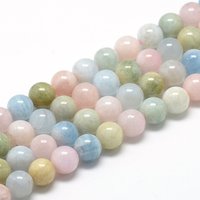 Fils de perles de morganite naturelle, qualité A, rond, 4-5mm — Perles à bijoux