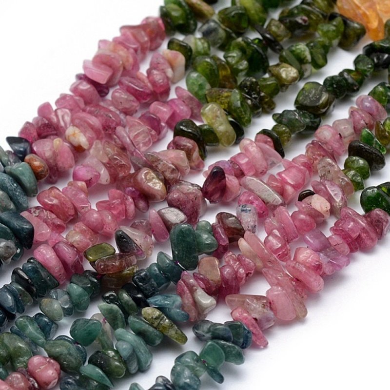 Brins de perles de tourmaline naturelle, chip, 5-7mm, trou 0.8mm — Perles à bijoux