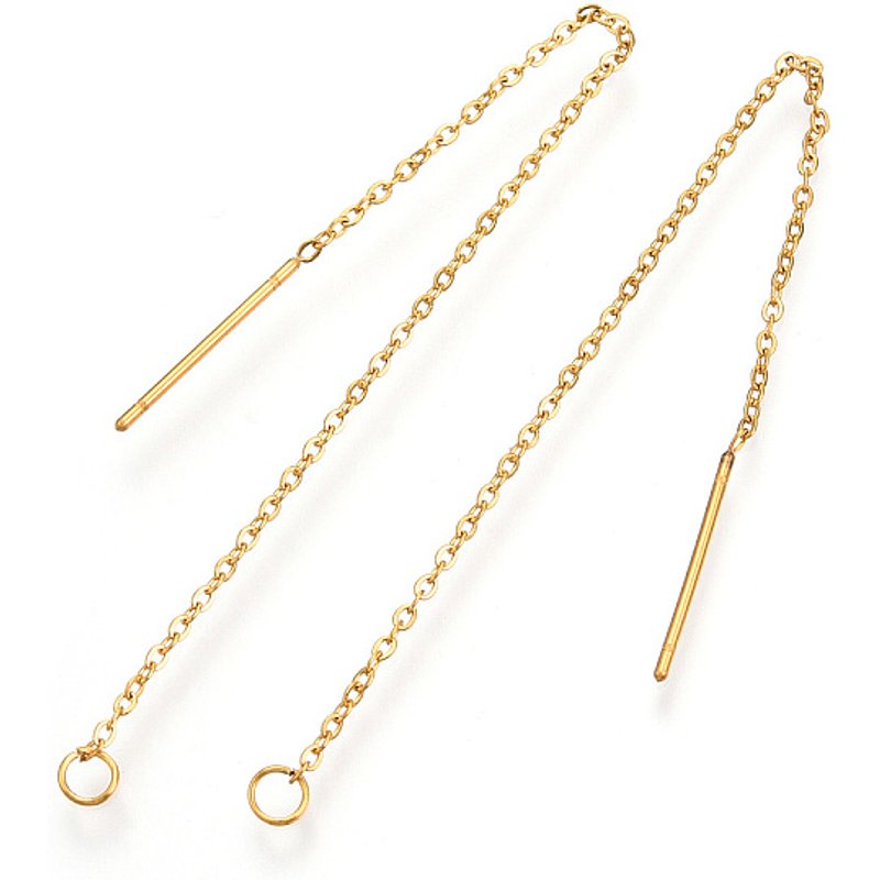 304 Stainless Steel Golden Stud Earring Findings, Ear Threads — Jewelry Findings