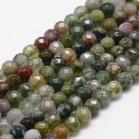 Brins de perles en agate indienne naturelle, facettées, rondes, 4mm, 96pcs — Perles à bijoux