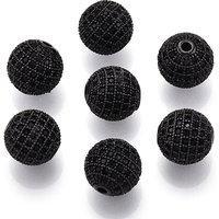 Perles en zircon cubique micro pave en laiton, noir gunmetal, 12mm — Perles à bijoux