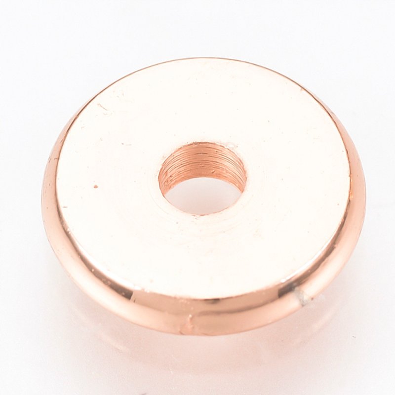 Perles Intercalaires en Laiton, Disque, Or Rose, 6x1.2mm, Trou: 1.8mm — Perles à bijoux