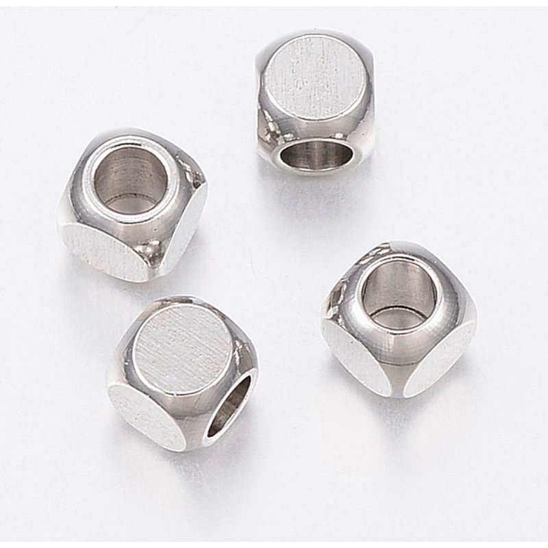 Tarnish Resistant 304 Stainless Steel Cube Beads, 4mm — Jewelry Beads