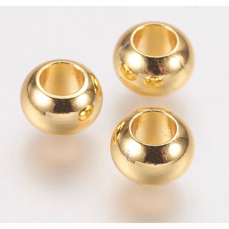 Perles de séparation en laiton, plaquées or 24K, rondelle, 6x4mm — Perles à bijoux