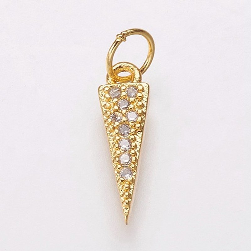 Charms en zircon cubique micro pavé en laiton, triangle, clair, doré — Breloques et pendentifs