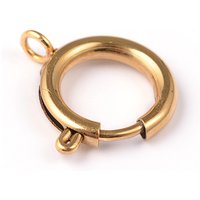 Ion Plating 304 Stainless Steel Spring Ring Clasps, Golden — Jewelry Findings