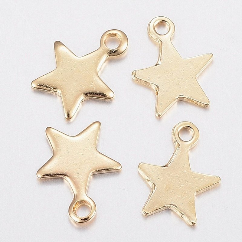Charm en acier inoxydable 304, étoile dorée, 10x8mm, trou 1.2mm — Breloques et pendentifs