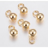 Breloques sphériques en acier inoxydable 304, boule dorée, 7x4mm — Breloques et pendentifs