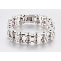 Bracelet en Acier Inoxydable 201 pour Hommes, Style Chaîne de Moto, 9 Pouces — Bracelet Femme