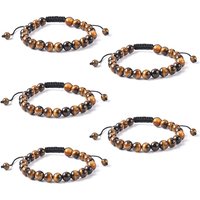 Adjustable Nylon Cord Braided Bracelet with Tiger Eye Beads