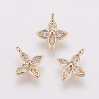 Charms en Zircon Cubique Pave Micro en Laiton, Plaqué Or 18K — Breloques et pendentifs