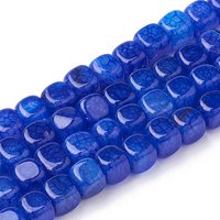 Brins de perles cubiques d'agate bleue teintée, 50pcs, 14.5 pouces — Perles à bijoux