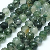 Natural Moss Agate Beads Strands, Round, 4mm, 95pcs/strand — Jewelry Beads