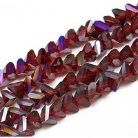 Electroplate Glass Beads Strands, Faceted Triangle, Dark Red — Jewelry Beads