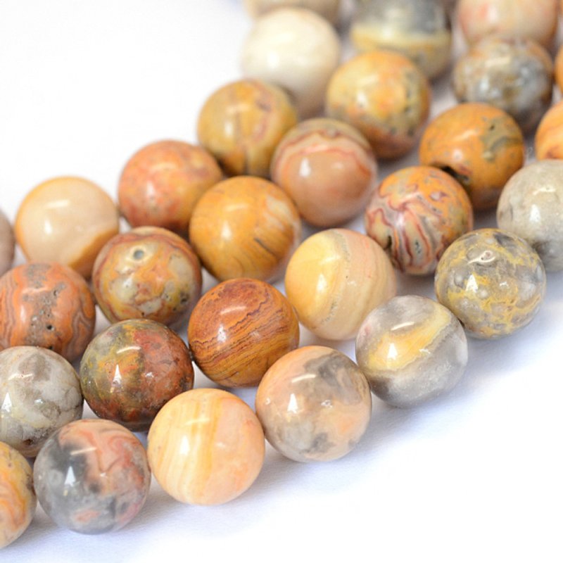 Fils de perles rondes en agate Crazy Lace naturelle, 8-8,5 mm, 15,5 pouces — Perles à bijoux