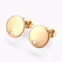Ion Plating 304 Stainless Steel Stud Earring Findings, Golden — Jewelry Findings