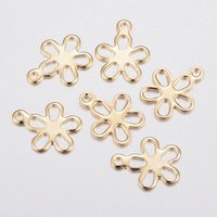 Charm en Acier Inoxydable 304, Fleur, Fini Doré — Breloques et pendentifs