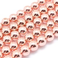 Fils de perles en hématite synthétique électroplaqué, or rose, 3mm — Perles à bijoux
