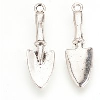 Tibetan Style Alloy Spade Pendant - Antique Silver Finish