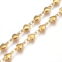 304 Stainless Steel Soldered Link Chains, Heart, Golden — Chains, Wire & Cord