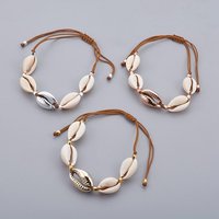 Cowrie Shell Beads Braided Bracelets with Polyester Cords
