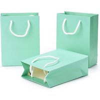 Kraft Paper Gift Bags with Handles, Rectangle, Aquamarine, 16x12x5.9cm