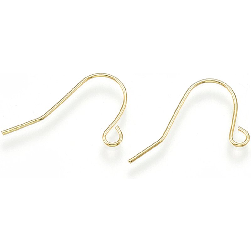 Brass Earring Hooks with Horizontal Loop, 18K Gold Plated — Jewelry Findings