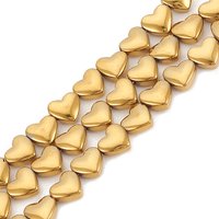 Electroplate Non-magnetic Synthetic Hematite Heart Beads Strands — Jewelry Beads