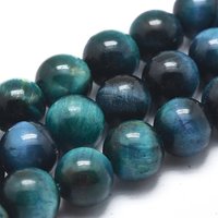 Brins de Perles en Œil de Tigre Naturel, Teints et Chauffés, Ronds, 6mm — Perles à bijoux