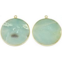 Natural Flower Amazonite Pendants with Brass Findings, Flat Round — Charms & Pendants