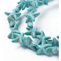 Fil de Perles en Turquoise Synthétique, Étoiles de Mer Teintes, 13.5-14mm — Perles à bijoux