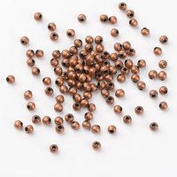 Perles Intercalaires en Fer, Rondes, Sans Nickel, Cuivre Rouge, 4mm — Perles à bijoux