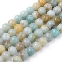Brins de perles d'amazonite fleur naturelle, rondes, 8mm, 48pcs