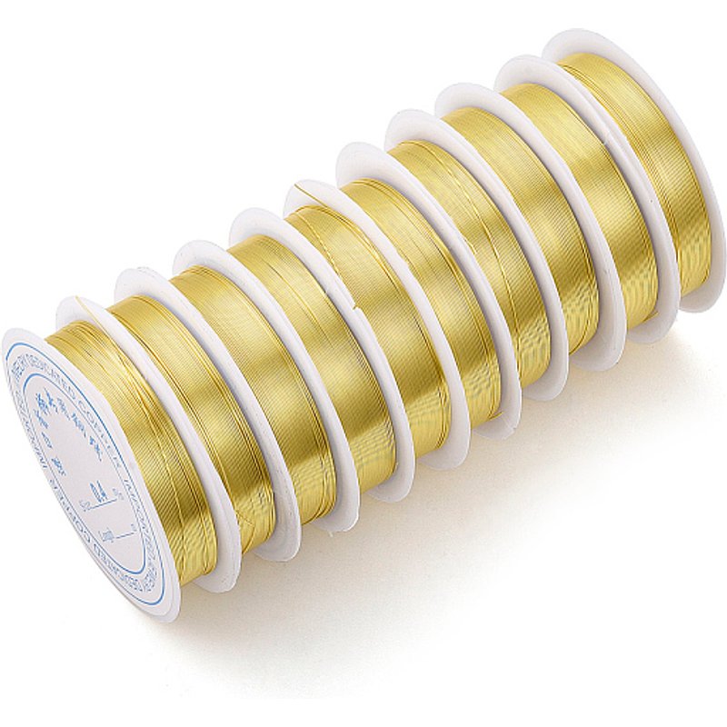 Round Copper Jewelry Wire, Plated Golden, 24 Gauge, 20.34 Feet — Chains, Wire & Cord