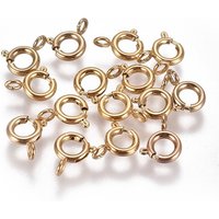 Ion Plating 304 Stainless Steel Spring Ring Clasps, Golden