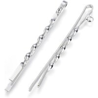 Iron Hair Bobby Pin Findings with Loop, Silver Color Plated