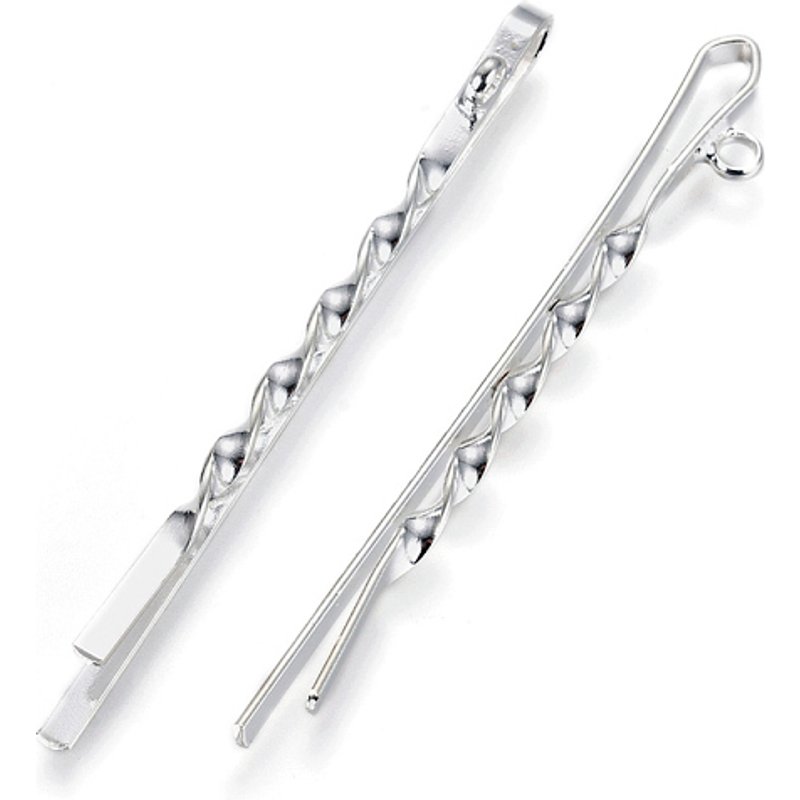 Trouvailles de pinces à cheveux en fer avec boucle, plaquées argent — Accessoires pour bijoux