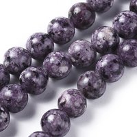 Natural Larvikite Beads Strands, Dyed Round Dark Violet 8mm — Jewelry Beads