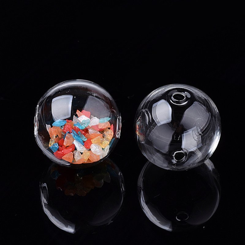 Handmade Blown Glass Globe Beads, Clear, Round, 15.5-16mm — Jewelry Beads