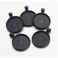 Electrophoresis Alloy Flat Round Pendant Cabochon Settings