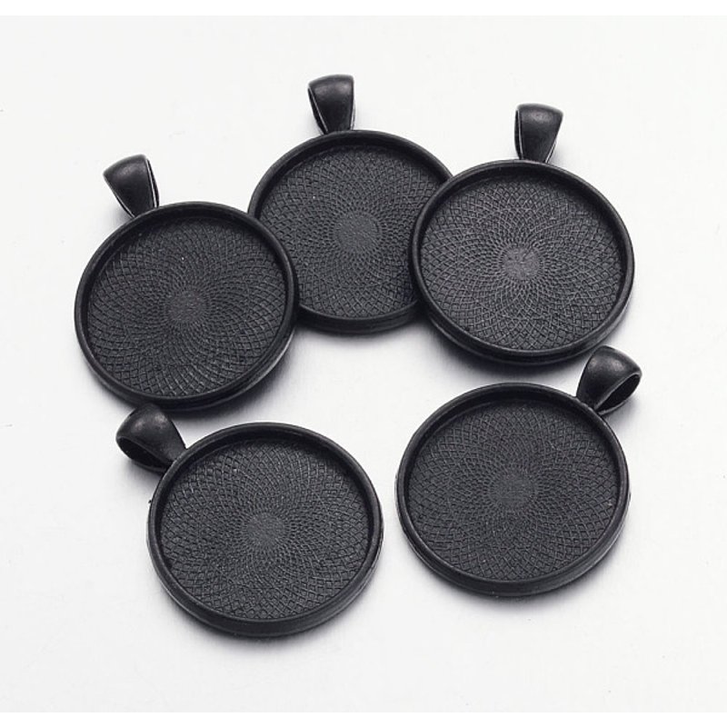 Réglages de cabochon ronds plats en alliage d'électrophorèse — Accessoires pour bijoux
