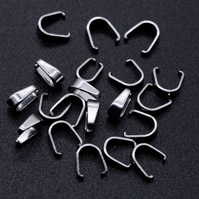 Bails à snap en acier inoxydable 201 résistant au ternissement, 7x5x3mm — Accessoires pour bijoux