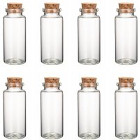 Glass Jar Bead Containers with Cork Stopper, Clear, 7x3cm