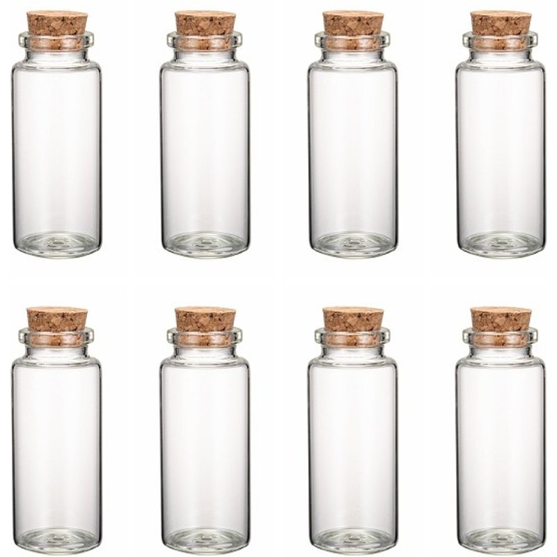 Bocaux en Verre pour Perles avec Bouchon en Liège, Clair, 7x3cm — Rangement et présentation