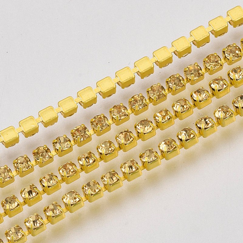 Electrophoresis Iron Rhinestone Strass Chains, Citrine, 10 Yards — Chains, Wire & Cord