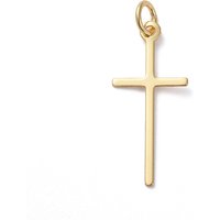 Brass Cross Pendant, 18K Gold Plated, 23x10.5mm