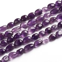 Brins de perles d'améthyste naturelle, pierres polies, 50pcs — Perles à bijoux
