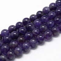 Brins de perles d'améthyste naturelle, qualité A, rond, 6-7mm, 15.7 pouces